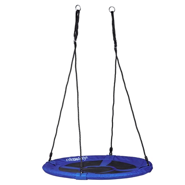 Relaxdays Nestschaukel Rund Metall/Nylon Dunkelblau Geschlossener Sitz 90 cm