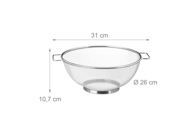 Relaxdays Standsieb Edelstahl Feinmaschig Mit Standfuß 10,7 cm x 26 cm 150 g