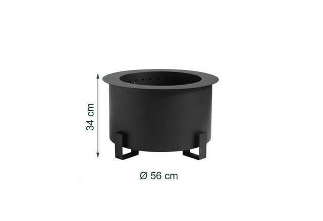 Relaxdays Feuerschale Stahl Schwarz Doppelwandig Raucharm 34 cm x 56 cm 10,2 kg