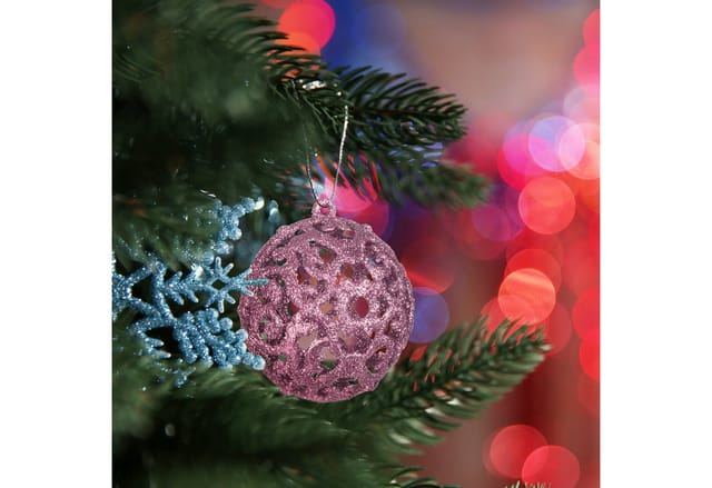 Relaxdays Weihnachtskugeln im 50er Set Polystyrol Rosa Glänzend Matt Glitzernd