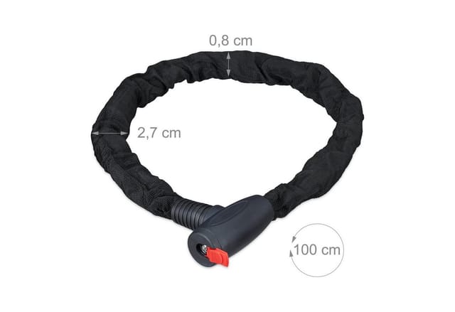 Relaxdays Kettenschloss Secure Kupfer Schwarz mit 2 Schlüsseln 100 cm 1,22 kg