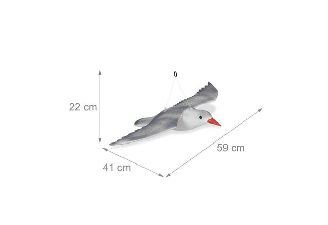 Relaxdays Vogelschreck Möwe PE Grau Weiß Wetterfest 22 cm x 59 cm x 41 cm 250 g