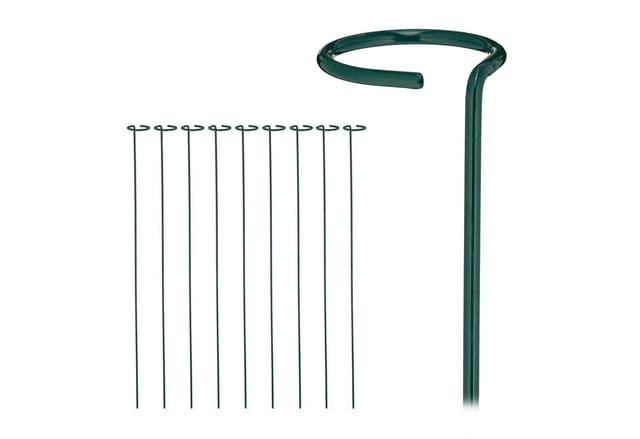 Relaxdays Pflanzstäbe Stahl Dunkelgrün 10er Set Mit Ring 80 cm x 6 cm