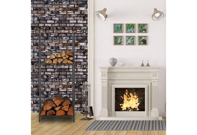 Relaxdays Kaminholzregal Stahl Anthrazit mit 2 Ablagen 150 cm x 40 cm x 30 cm