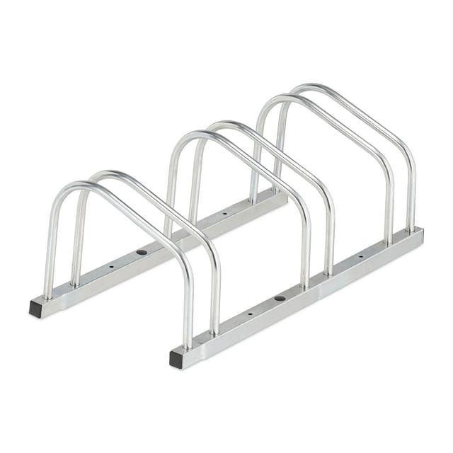 Relaxdays Fahrradständer Stahl Silber für 3 Fahrräder Witterungsbeständig 26 cm x 70,5 cm x 33,5 cm 3,2 kg