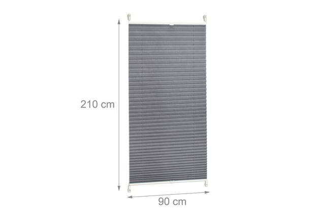Relaxdays Plissee Rollo Polyester Grau Halbtransparent Ohne Bohren 90 cm x 210 cm