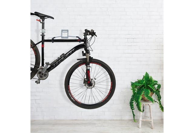 Relaxdays Fahrrad Wandhalterung Stahl Kunststoff Schwarz Silber Klappbar 11 cm x 31 cm x 33 cm 0,7 kg