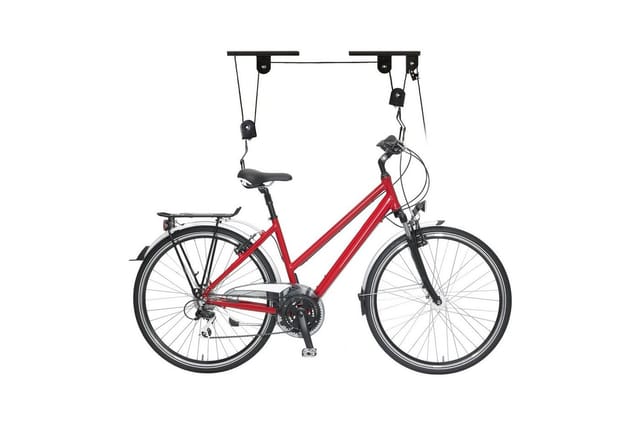Relaxdays Fahrradlift Eisen Kunststoff Schwarz Mit Seilzug 7,5 cm x 25 cm x 9 cm