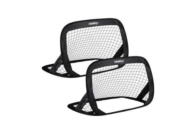 Relaxdays Fußballtore Pop Up 2er Set Polyester Schwarz Klappbar 77 cm x 122 cm x 83 cm 760 g