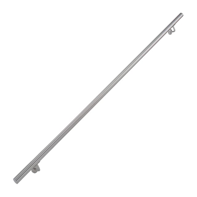 Relaxdays Rundhandlauf Edelstahl Silber 200 cm 38 mm Durchmesser für Wandmontage