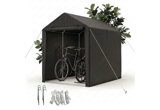 Relaxdays Fahrradgarage Polyester Stahl Schwarz Wasserdicht 160 cm x 120 cm x 180 cm