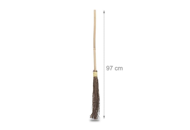 Relaxdays Hexenbesen Bambus Reisig Natur 2er Set 97 cm x 7 cm x 5 cm 0,16 kg