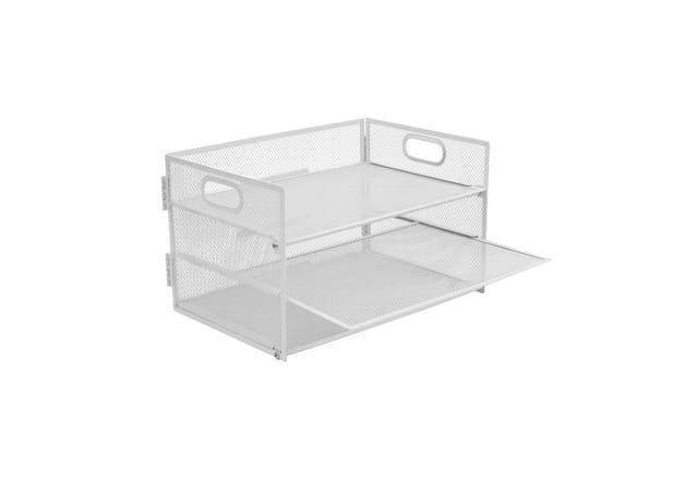 Relaxdays Dokumentenablage Metall Weiß 3 Fächer Herausziehbar 20,5 cm x 32,5 cm x 23,5 cm 1,1 kg