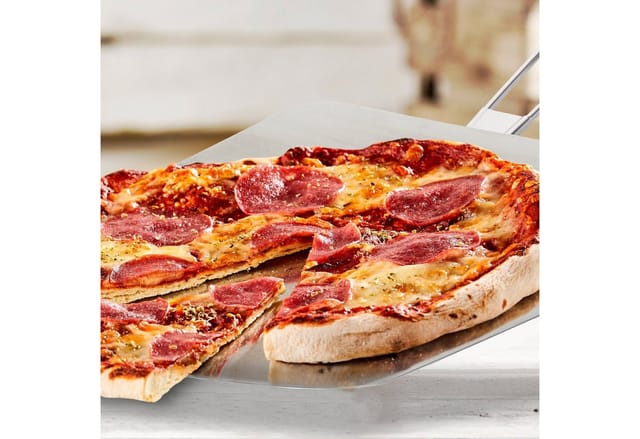 Relaxdays Pizzaschieber Edelstahl Holz Silber Braun Klappbar 15,5 cm x 24 cm x 51 cm 0,7 kg