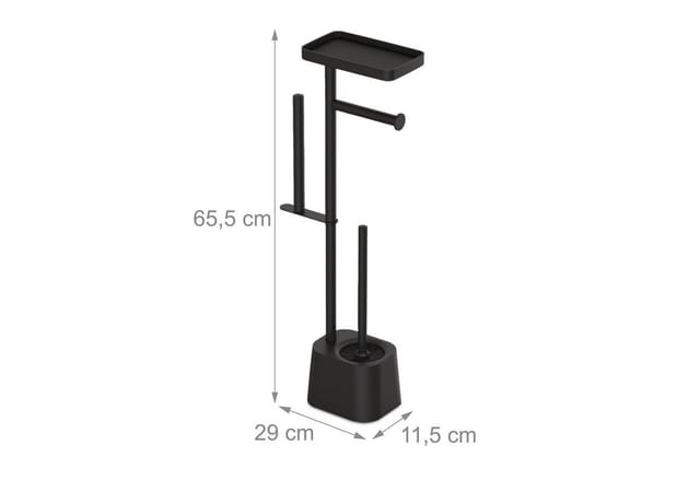 Relaxdays WC-Garnitur Metall Schwarz Freistehend mit Ablage 65 cm x 29 cm x 11,5 cm 1,2 kg
