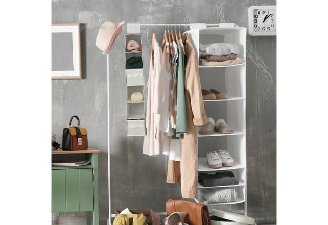 Relaxdays Hängeregal für Kleiderschrank Vlies Weiß Faltbar 82 cm x 14,5 cm x 30 cm