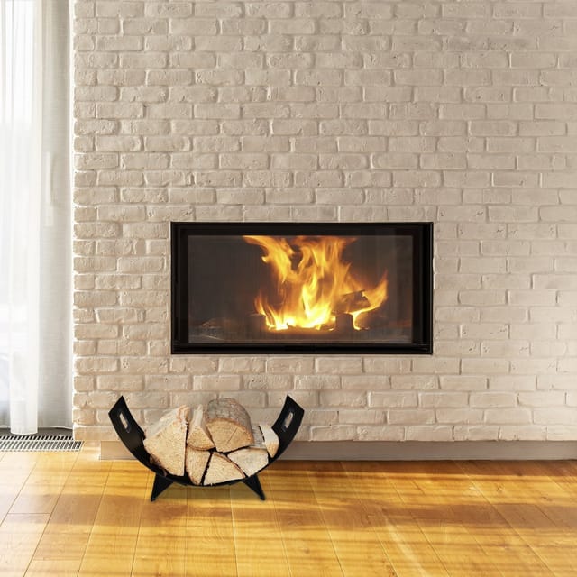 Relaxdays Kaminholzkorb Stahl Schwarz 40,5 cm x 33 cm x 18,5 cm