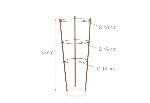 Relaxdays Rankhilfe 4er Set Eisen Kunststoff Braun Höhenverstellbar 45 cm x 22 cm 320 g