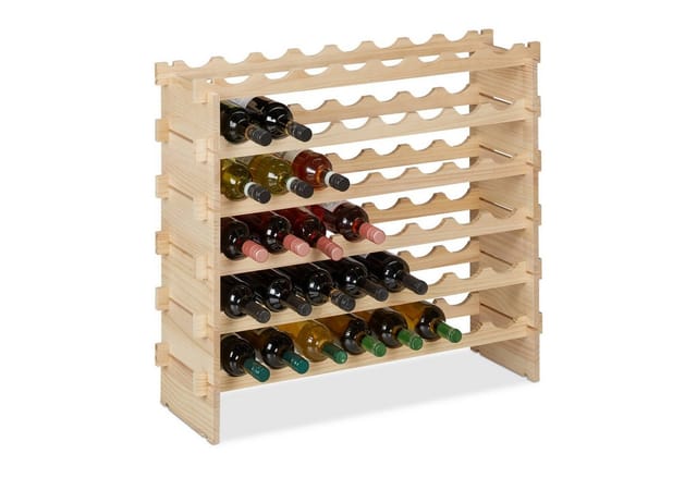 Relaxdays Weinregal Kiefernholz Natur Stapelbar Erweiterbar 73 cm x 82 cm x 25 cm 4,7 kg