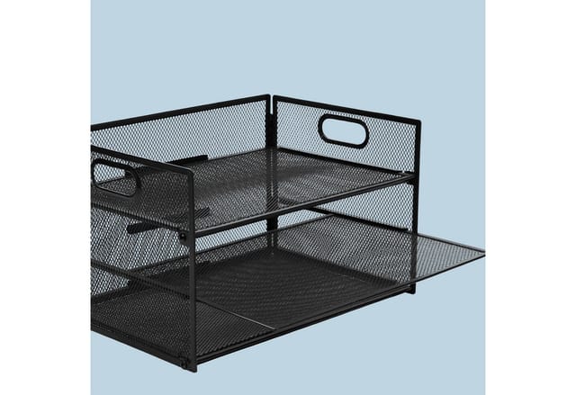 Relaxdays Dokumentenablage Metall Schwarz 3 Fächer Herausziehbar 20,5 cm x 32,5 cm x 23,5 cm 1,1 kg