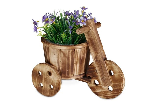Relaxdays Blumenfahrrad Holz Natur Wetterbeständig Bepflanzbar 25 x 30 x 16,5 cm 450 g