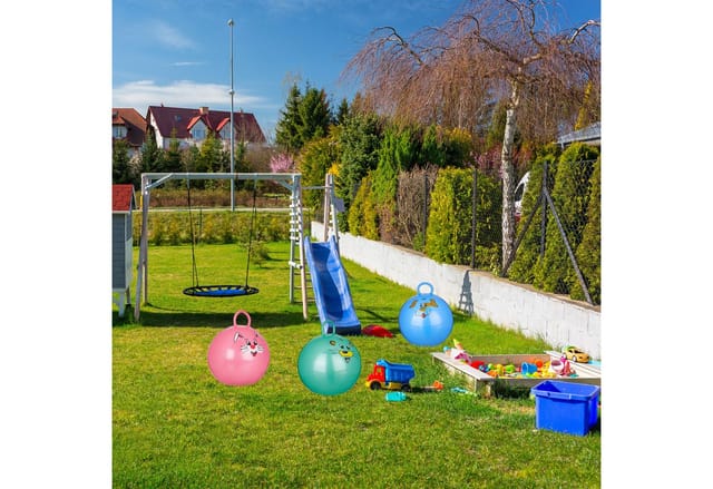 Relaxdays Hüpfball Kinder PVC Grün Mit Griff 55 cm x 45 cm 0,4 kg