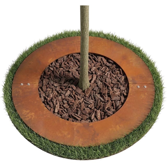 Relaxdays Baumring Cortenstahl Rostbraun Überfahrbar 80 cm