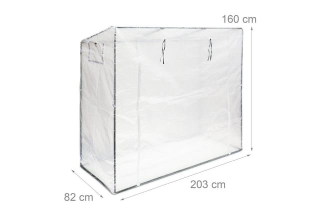 Relaxdays Tomatengewächshaus XL Metall Transparent Schrägdach Reißfest 160 cm x 200 cm x 80 cm 5,5 kg
