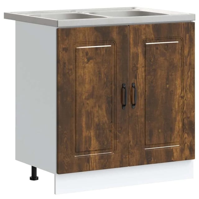 vidaXL Küchenschrank mit Speicher Kalmar 2 Stk Braun 80 x 46 x 81,5 cm 3315006