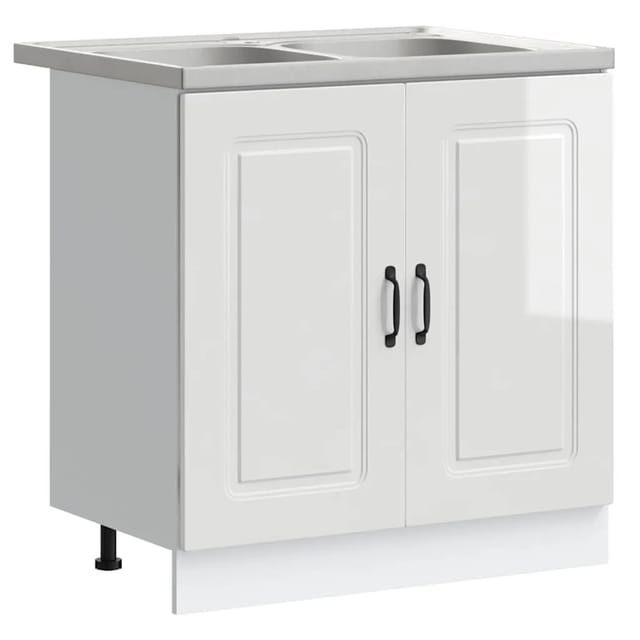 vidaXL Küchenschrank mit Tür Kalmar Glänzend Weiß 80 x 46 x 81,5 cm 3315003