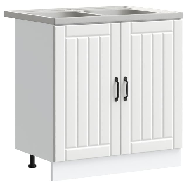 vidaXL Waschbecken-Unterschrank mit Tür Lucca 2 Stk Weiß Holzwerkstoff 3315011