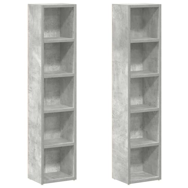 vidaXL CD-Regale 2 Stk Betongrau 21x16x93,5 cm Holzwerkstoff 802700