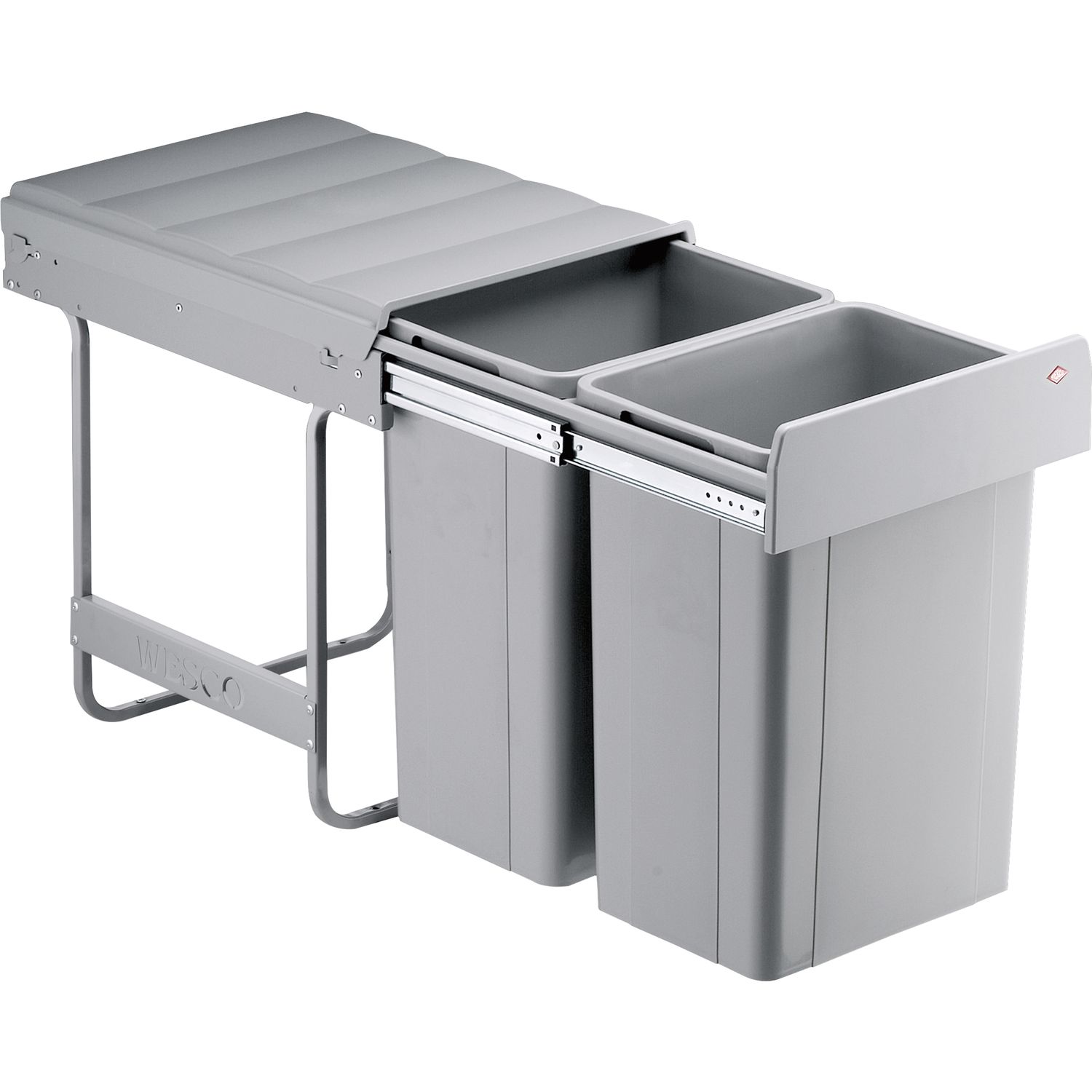 Wesco Einbau-abfallsammler Bio-double 40 Dt-26 - 2 X 26 L, Vollauszug, Drehtür
