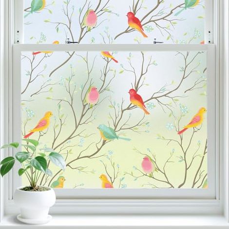 Selbstklebende Fensterfolie – Sichtschutz, Blickdichter Dekoraufkleber In Buntglasoptik, Uv-beständig, Für Fenster Und Türen, 45 X 200 Cm