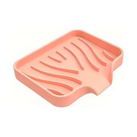 Flexible Silikon-seifenschale Mit Abtropffläche – Rutschfest – Mit Abtropfbrett – Für Bad, Küche, Dusche – Rosa