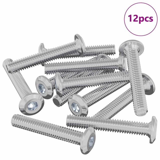 vidaXL Kopf-Sicherungsschraube 12 Stk Silber M6 x 35 mm Stahl 864581