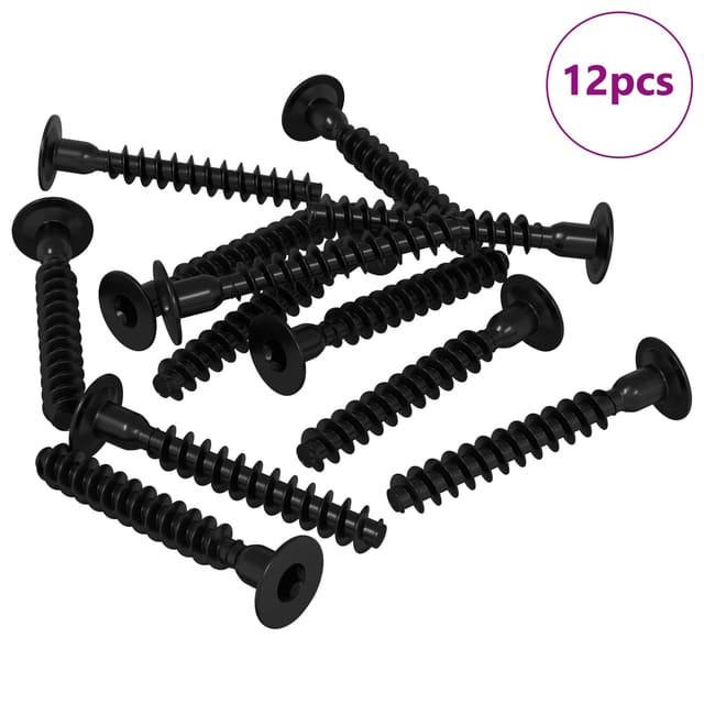 vidaXL Steckkappen-Schraube 12 Stk Schwarz M5 x 40 mm Eisen 864542