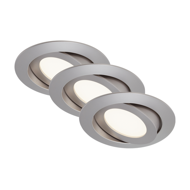 Briloner LED-Einbauleuchte 3er-Set Nickel matt Schwenkbar H: 3 cm Ø: 10,6 cm