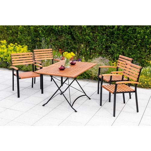 Merxx Gartenmöbel-Set Schlossgarten 5-teilig Stapelsessel 120 cm x 80 cm