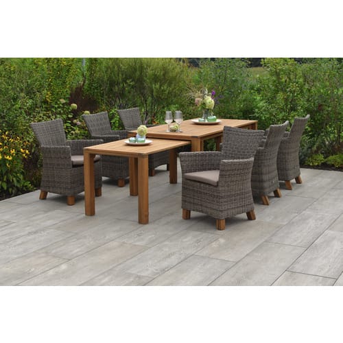 Merxx Gartenmöbel-Set Toskana 8-teilig Flex Ausziehtisch Natur