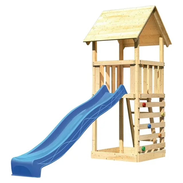 Karibu Spielturm Lotti mit Kletterwand & Rutsche Rot