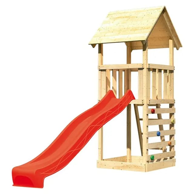 Karibu Spielturm Lotti mit Kletterwand & Rutsche Blau