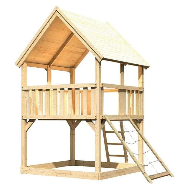 Karibu Spielturm Luis Satteldach Netzrampe