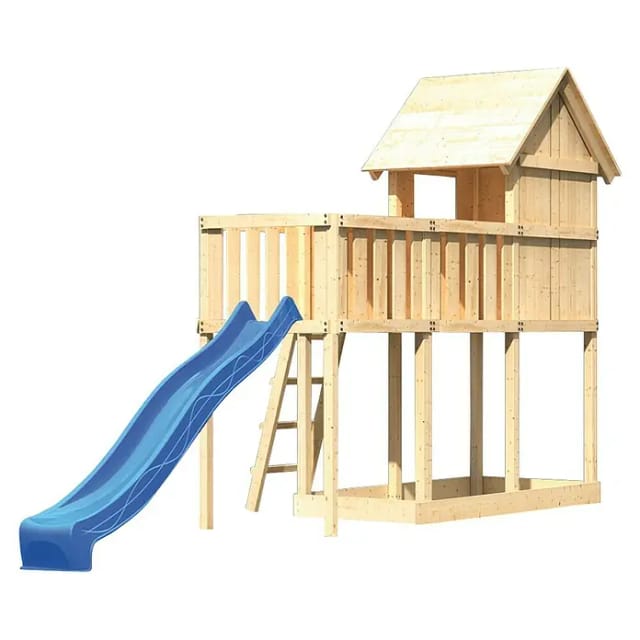 Karibu Stelzenhaus Frieda Anbauplattform Rutsche Blau