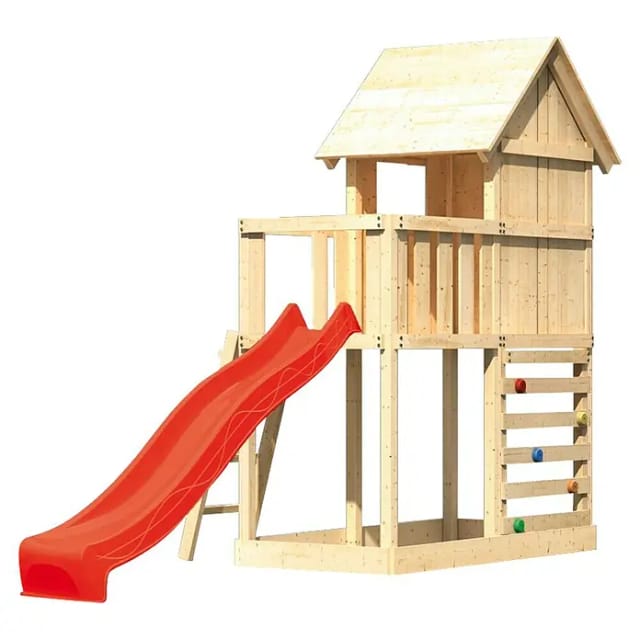 Karibu Stelzenhaus Frieda Kletterwand Rutsche Rot