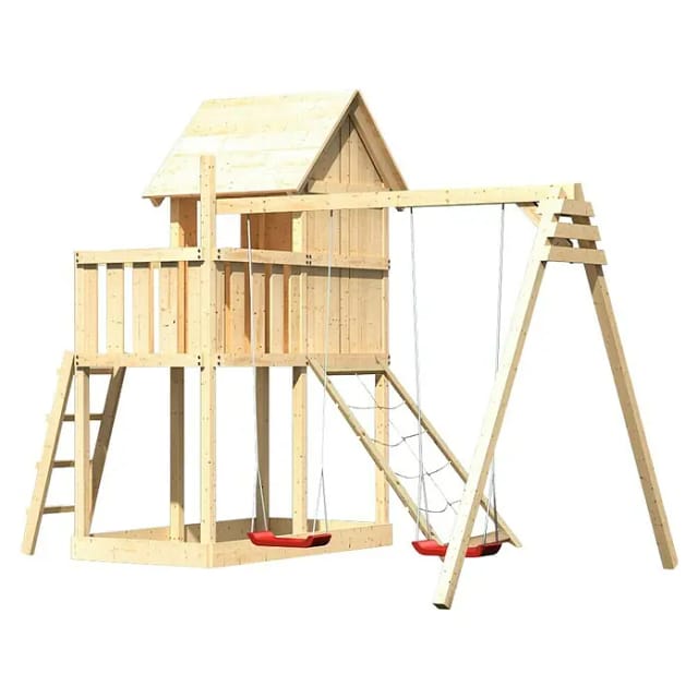 Karibu Stelzenhaus Frieda Doppelschaukel Netzrampe