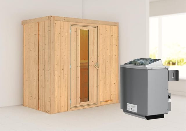 Karibu Sauna Vera + Ofen eing. Strg., Holz-Glastür