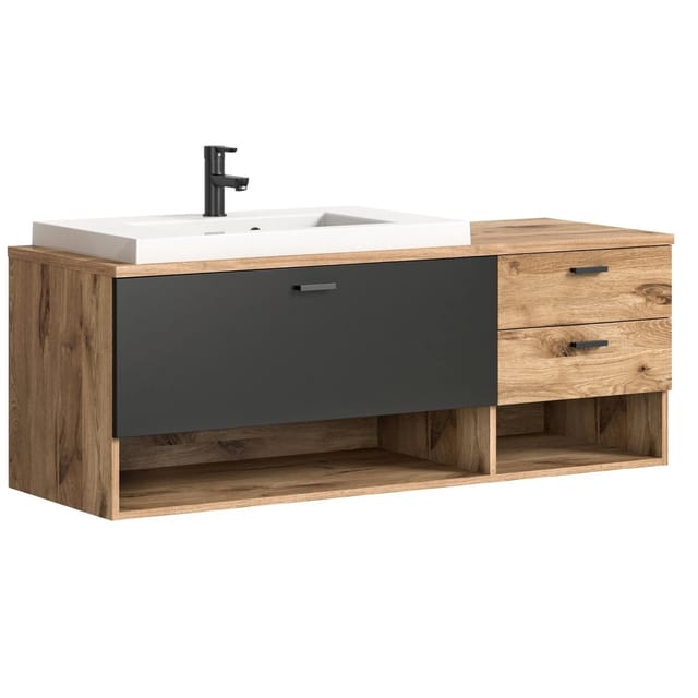 Waschtisch inkl. Waschbecken 140 cm x 50 cm x 48 cm E001 Eiche
