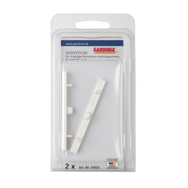 Gardinia Endstück für Aluminium-Vorhangschiene 3-läufig Weiß 2-er Pack