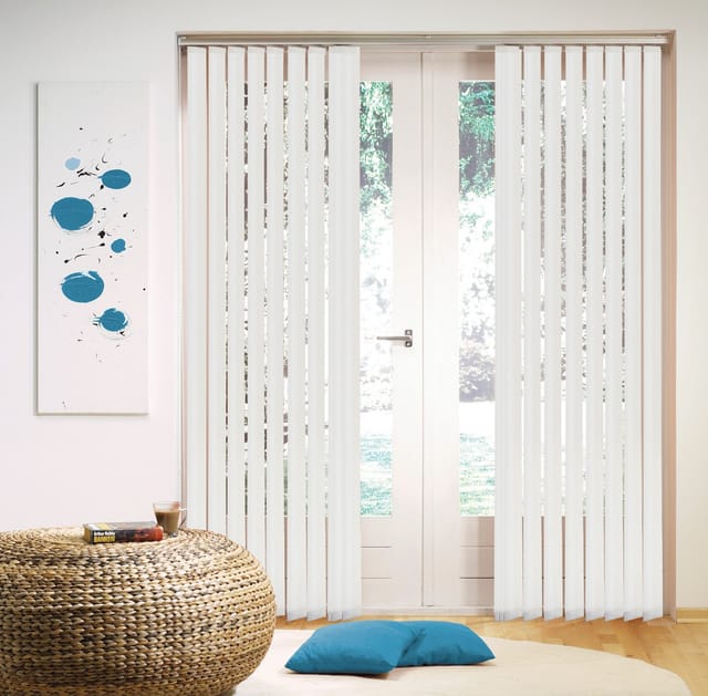 Lamellenvorhang-Set 127 mm Weiß gestreift 100 cm x 260 cm